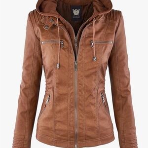 Lock and Love Women's Faux Leather Moto Biker Jacket Coat